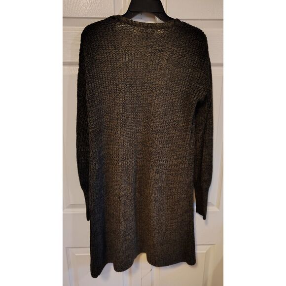 Time and Tru long Dark Green long open front knit cardigan - Picture 2 of 4